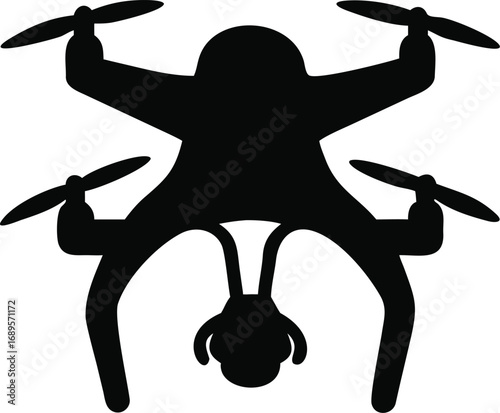 Quadrocopter drone silhouette view top aerial photography flying unmanned aerial vehicle technology silhouette