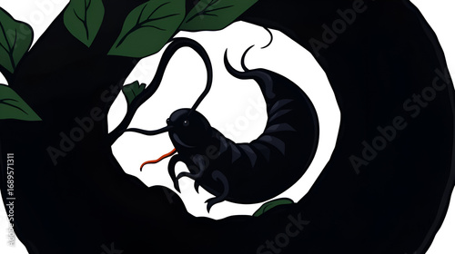 Black leech vector illustration isolated on white background