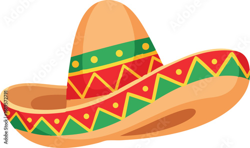 Mexican sombrero hat. Traditional sombreros with ethnic patterns, Mexico style masks cartoon vector illustration of Mexican fashion illustration