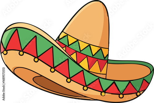 Mexican sombrero hat. Traditional sombreros with ethnic patterns, Mexico style masks cartoon vector illustration of Mexican fashion illustration