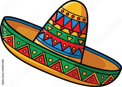 Mexican sombrero hat. Traditional sombreros with ethnic patterns, Mexico style masks cartoon vector illustration of Mexican fashion illustration