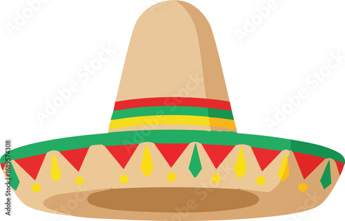 Mexican sombrero hat. Traditional sombreros with ethnic patterns, Mexico style masks cartoon vector illustration of Mexican fashion illustration