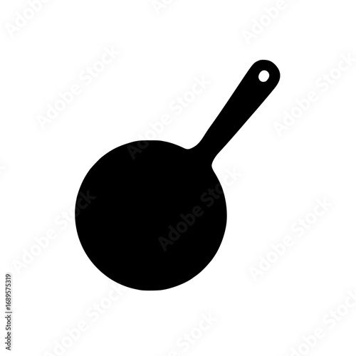 Simple black frying pan silhouette, essential kitchen tool for culinary creativity and cooking