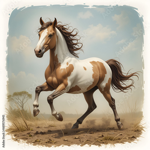 American miniature horse prancing