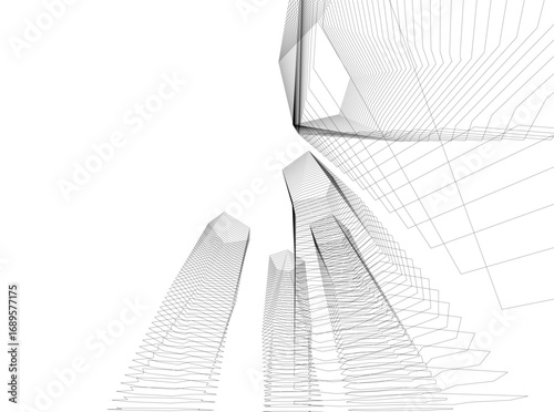 Abstract futuristic architecture. Vector 3d illustration