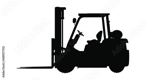 a silhouette of an industrial forklift truck parked