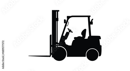 a black silhouette of an industrial forklift truck