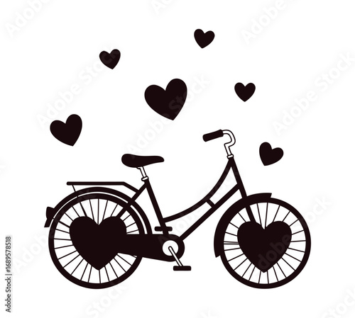 Love's Journey A Bicycle with Heart-Shaped Wheels, Illustrating Joy, Romance, and Symbolic of Affection