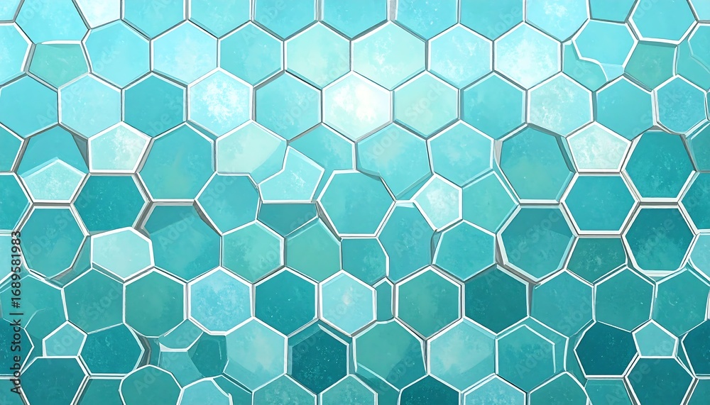Obraz premium Abstract teal hexagon pattern