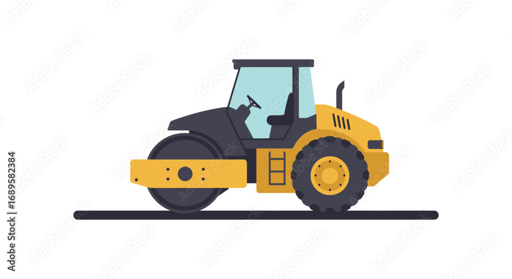 Naklejka premium road roller machine compacting construction site surface efficiently