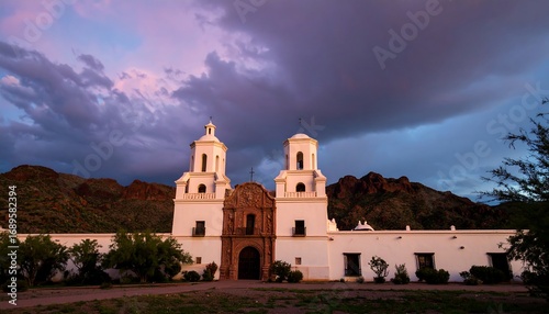 Historic church at sunset