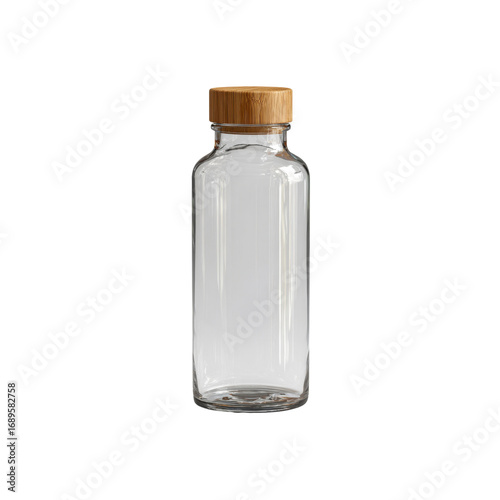 Empty Glass Bottle with Bamboo Lid - Mockup for Branding