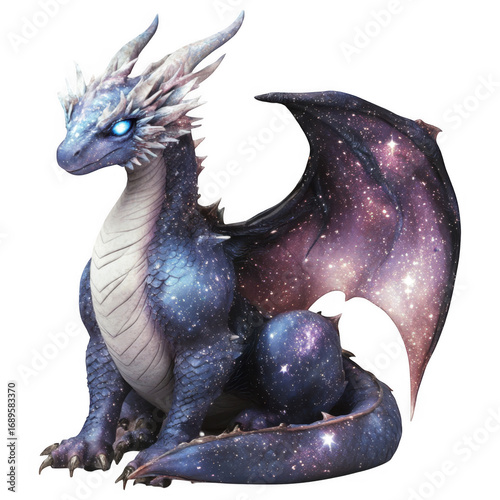 Celestial Dragon: A majestic dragon, its scales shimmering with the celestial beauty of a starry night, embodying fantasy and myth.