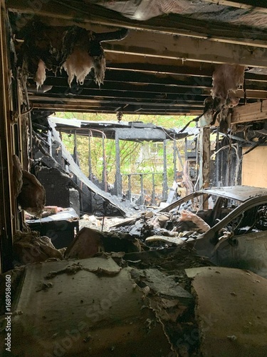 A car burned to the ground