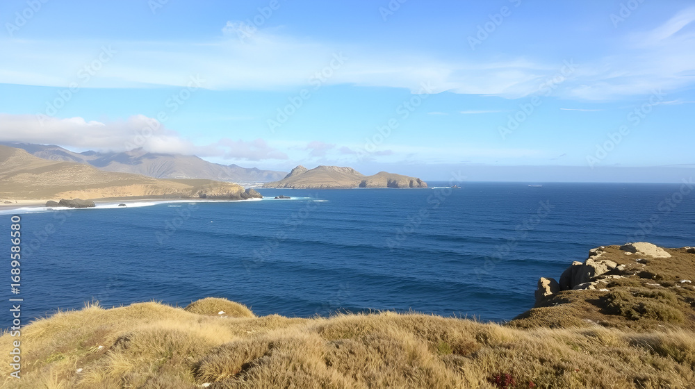 Naklejka premium Scenic ocean landscape seen from a remote island off the southwestern coast