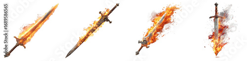 flaming swords digital artwork fiery designs on transparent background