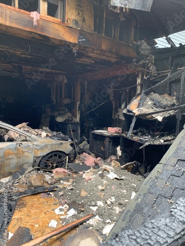 A car burned to the ground