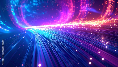 Abstract digital pathway.  Dynamic light streaks