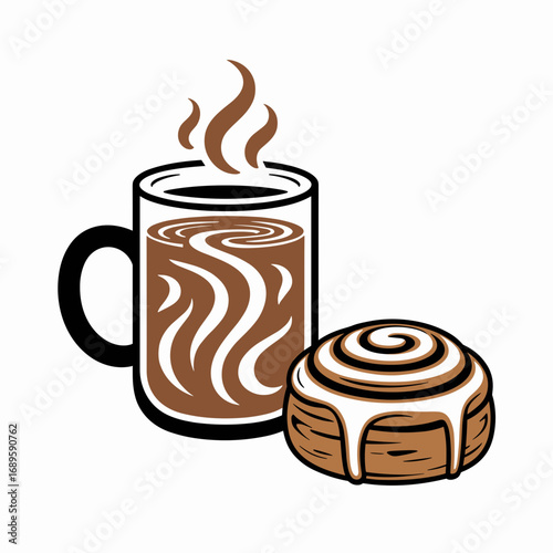 Steaming Chai with Cinnamon Bun Illustration