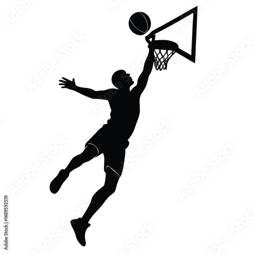 Basketball Player Blocking Dunk Attempt