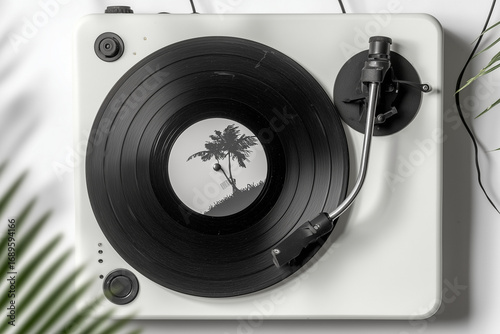 modern minimalist white vinyl record player