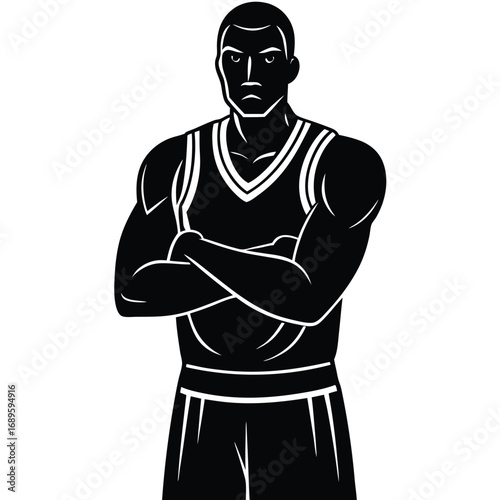Basketball Player Arms Crossed Illustration
