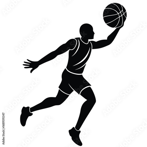 Basketball Player Spinning Ball Vector Art