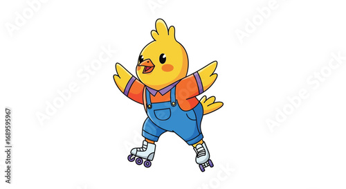 Cartoon Bird Roller Skating