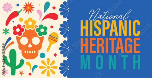 Hispanic heritage month. Vector web banner, poster, card for social media, networks. Greeting with national Hispanic heritage month text