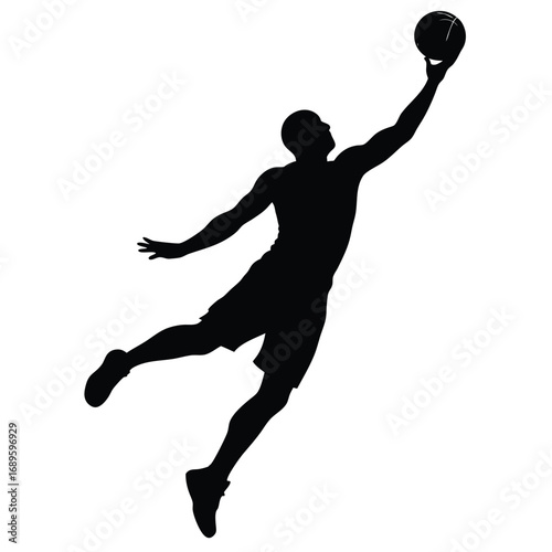 Basketball Player Mid Air Layup Artwork