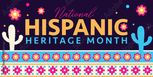 Hispanic heritage month. Vector web banner, poster, card for social media, networks. Greeting with national Hispanic heritage month text