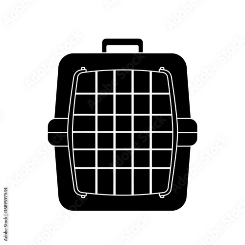 Pet Carrier Silhouette A Simple Black and White Design for Travel and Transport