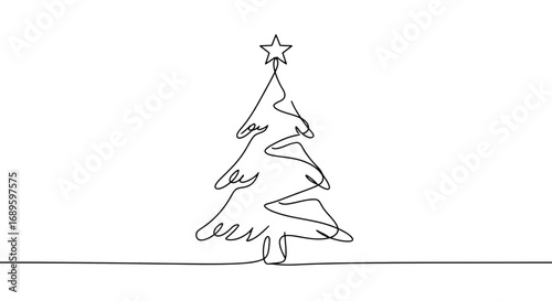 Minimalist Christmas Tree Line Drawing A Simple Holiday Illustration