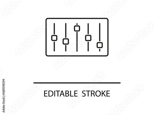 Sleek modern icon representing control panel sliders for audio mixing and sound adjustment.