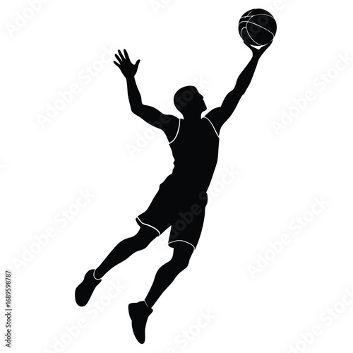 Basketball Player Two Hand Dunk Vector