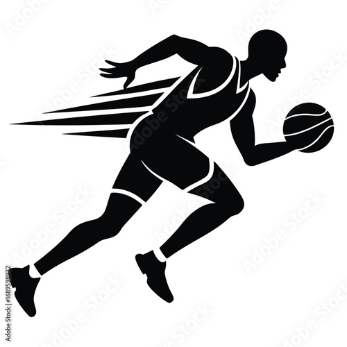 Basketball Player Fast Break Running Art