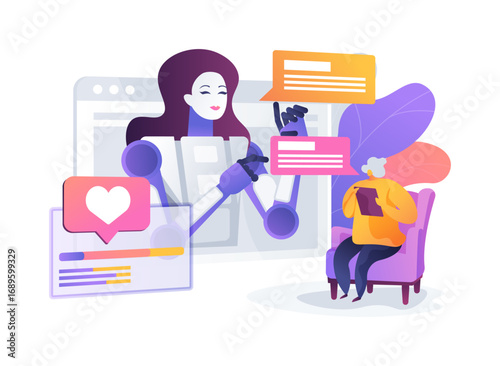 AI-Optimized Emotion Recognition Companions abstract concept vector illustration.