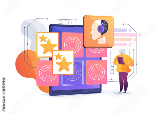 AI-Intelligent AI-Assisted Memory Training Games abstract concept vector illustration.