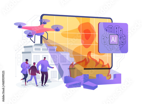 AI-Enhanced Real-Time Damage Assessment abstract concept vector illustration.