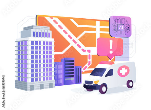 AI-Augmented AI-Guided Evacuation Planning abstract concept vector illustration.