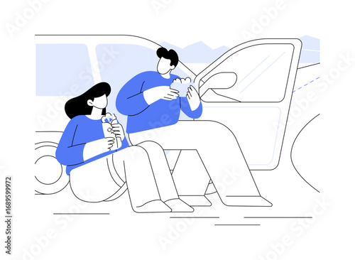 Road trip snack isolated cartoon vector illustrations.