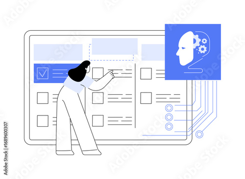 AI-Enhanced Task Management abstract concept vector illustration.