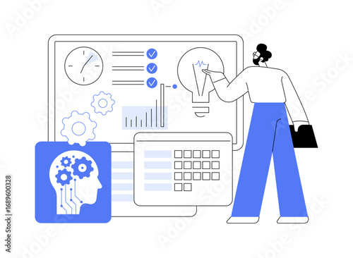 AI-Powered Project Planning abstract concept vector illustration.