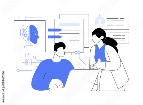 AI-Powered Note-Taking abstract concept vector illustration.