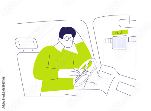 Trouble to find parking abstract concept vector illustration.