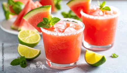 Refreshing watermelon and lime cocktails