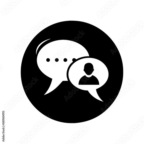 Vector art of online communication and conversation between user speech bubble with person icon for digital interaction concept