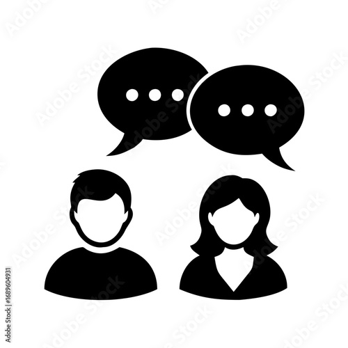 Vector art of people communication and conversation speech bubble with person icon for digital interaction concept