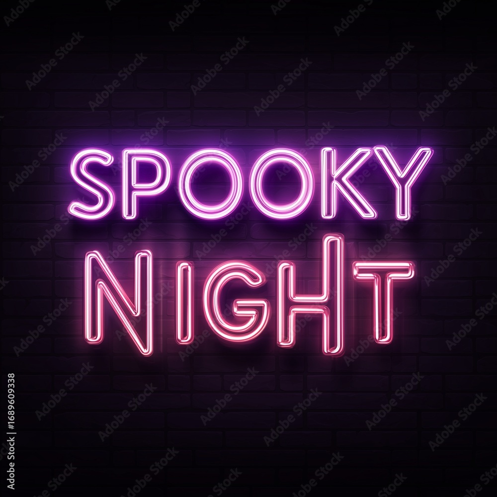Obraz premium Spooky night neon glowing sign