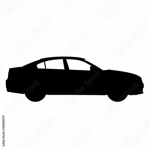 Silhouette of a sedan car with visible wheels and windows showing the vehicle's shape and design style created with generative ai